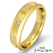 Matt Finish Ring Round Diamond Eternity Mens Wedding Band 18k Yellow Gold 0.13Ct