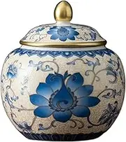 Potteryceramic jar Tea Canister Ceramic Food Jar Hand-Painted Hydrangea Ceramic Jar Seal Jar Household Pantry Storage Containers