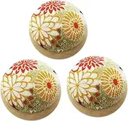 jojofuny 3Pcs Wooden Base Sewing Pin Cushion Japanese Style Cloth Needle Organizer for DIY Handcrafts Random Color for Home Sewing and Craft Projects