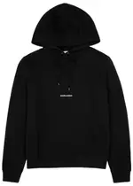 Saint Laurent Logo Hooded Cotton Sweatshirt - Black - M M