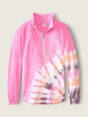 Victoria's Secret Pink Ombre Tie Dye Varsity Half Zip Pullover Bubblegum Pink L