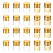 1ml Tiny Glass Bottles Vials 20Pcs Mini Clear Bottles Glass Screw Cap Golden