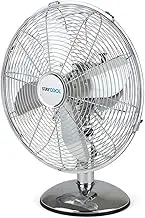 STAYCOOL 12in / 30cm Chrome Metal Desk Fan / 3 Speed Settings / 90 Degree Oscillation/Adjustable Vertical Tilt / 45w / Mesh Safety Grill/Quiet Motor/Low Noise/Table Fan / F1026CH / Chrome