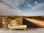 3D Scenery Grass Road Sky Clouds Self-adhesive Removeable Wallpaper Wall Mural