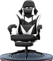 Computer Chair with Footrest High Back Ergonomic Gaming Chair Reclining Gaming Chair with Linkage Armrests for Adults
