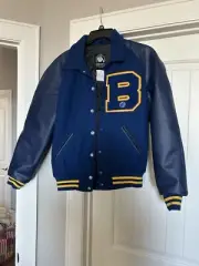 Blanco High School Baseball New Letter Jacket Royal Blue & Gold Sz M