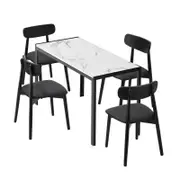 Oikiture 1.2m Dining Table Set with 4PCS Wooden Chairs Black