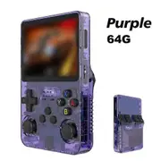 R36S Retro Handheld Video Game Console Linux System 3.5 Inch IPS Screen Purple 64G