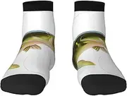 [EdWal] Bait with Fishing Line Eating Little Fish print Men's Moisture Control Crew Socks Socks For Men and Women Gifts For Golf, Hunting, Camping