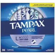 Tampax Pearl Tampons with LeakGuard Braid, Light Absorbency, 36 Ct