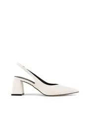 Yankee Slingback Block Heel - Chalk White Snake Leather