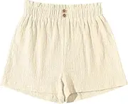 [Ecolala] Girls' Casual Ruffled Paperbag Waist Shorts Elastic Summer Wide Leg Shorts