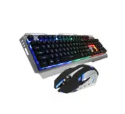 COX Membrane Silver Aluminum Real Gaming Wired Keyboard + Mouse Set CKM500