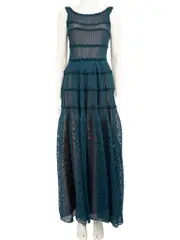 Teal Silk Maxi Sleeveless Dress