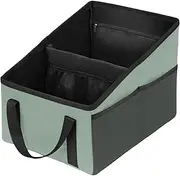 Foldable Car Cargo Trunk Organizer 12.2x10x10ih Space Saving with Belt 4 Cup Holders Sturdy Multifutional Oxford Fabric, Green