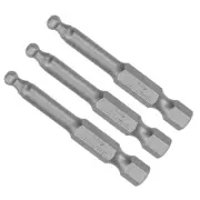 Ball End Hex Head Drill Bit H4 Head 2" L 1/4" Shank Steel Screwdriver Bits 3Pcs