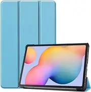 [LANHOMEX] Case for Samsung Galaxy Tab S6 Lite 10.4 inch 2022/2020 (SM P610/P615/P613/P619), PU Leather，Triple fold Bracket Function,Galaxy Tab S6 Lite case Cover，Impact Resistance.(Sky Blue)