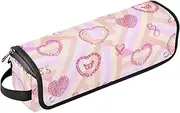 2 in 1 Hair Tools Organizer with Iron Mat Portable Hair Styling Tool Organizer for Straigheners, Curling Iron, Hair Dryer, Watercolor Valentine's Day Heart Love Wedding Portable Organizer