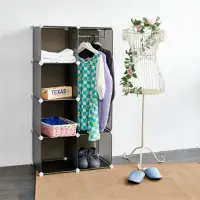 在飛比找momo購物網優惠-【H&R安室家】魔術空間8格衣櫥附門4片組合櫃(黑色)