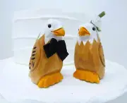 Bald Eagle Bird Cake Topper Bride Groom Love Wedding Engagement Wood Statue