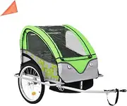 Kids Bicycle Trailer, Outdoor Cycling Recreation, Bicycle Accessories, 2-in-1 Kids' Bike Trailers & Stroller, Green and Grey