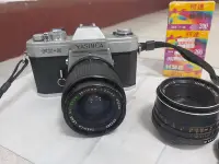 在飛比找Yahoo!奇摩拍賣優惠-YASHICA  FX-2單眼底片相機，二個鏡頭3捲底片一起