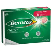 Berocca Energy Vitamin Original Berry Effervescent Tablets 45 Pack
