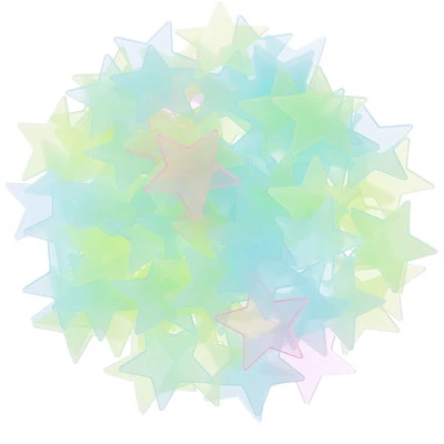 100pcs Glow in the Dark Stars Fluorescent Plastic Wall Stickers, Mixed
