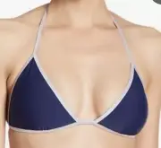 NWT Sam Edelman Large Bikini Swimwear Reversible Triangle Top Blue Silver Swim