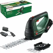 [Bosch] Home & Garden 18V Cordless Shrub & Grass Shear Kit With 1 x 2.0ah Battery & Charger, 1 x Grass Blade, 1 x Shrub Blade, Cuts up to 85 m² per Battery Charge (AdvancedShear 18v-10). Made in Europe
