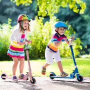 CostwayFoldable Lightweight Scooter with Adjustable Height Handlebar and LED Light for Kids-Pink