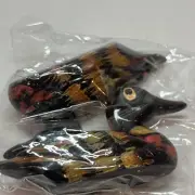 Vintage Set Of 2 Kojo Japan Lacquerware Hand Painted Ducks Chopstick Rests