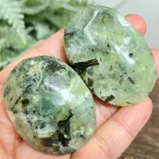 Prehnite with Epidote Palm Stones Worry Crystals YOU CHOOSE