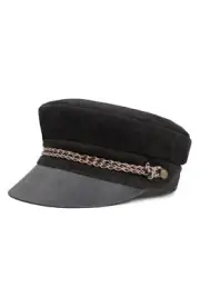 Brixton Kayla Cap Moto Suede Leather Hat Black Women's Size XS New In Package