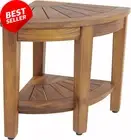 Teak Corner Shower Bench with Shelf 39Cm Durable Spa Bath Seat Wood Stool