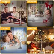 ANYHOUZ Table Lamp Yellow Warm 108 LED Bonsai Tree Desk Light USB Rechargeable For Living Room