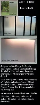 Privacy Frosted Frost Home Bedroom Bathroom Glass Window Film 24 inch x 12 ft