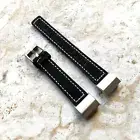 Black Color Leather Strap Band with White Stitches for Fitbit Charge 6 5 and 4