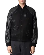 Zadig & Voltaire Boris Mixed Media Bomber Jacket