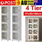Living Room 4 Tier 37cm Folding Storage Cabinet Shelf Wheels Home