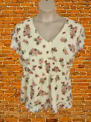 BNWT WOMENS SIMPLY BE SIZE UK 26 PLUS LEMON FLORAL FLUTTER SLEEVE BLOUSE TOP