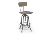 Lirash Swivel Height Grey Oak Wood Bar Stool Chair With Back Benches Bar Stools