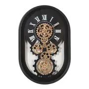 Oval Moving Cogs Wall Clock