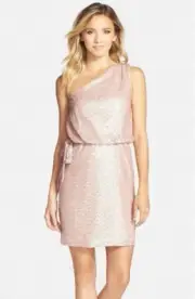 Aidan by Aidan Mattox One-Shoulder Sequin Blouson Dress NWT US 4 6