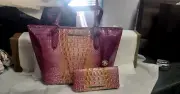 Brahmin Ombre Melbourne Collection Grapefruit Medium Asher Tote Matching Wallet