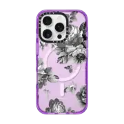 iPhone 16 Pro Impact Case MagSafe Compatible Black Floral Amour iPhone 7 Monochrome Flowers