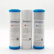 Shield 3 Stages Whole House Water Filter Replacement Cartridges, Sediment Filter, Coconut Carbon Block Filter