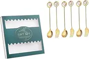 PEPLAYTAL 1 Scoop and Fork Set Fruit Forks and Coffee Spoons for Ice Cream and Desserts for Yogurt Pudding and More Present Option
