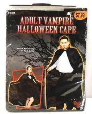 Skull & Bones Adult Vampire Halloween Cape #25408 Black Nylon Cap w/ Red Collar