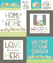 Riley Blake’s Assortment of Premium Quilting Fabric Panels, Perfect for Quilting, Apparel, DIY Crafting, and Home Decor (Happy at Home Panel)